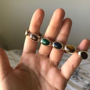 Silver - multi colored stone bracelet- 925